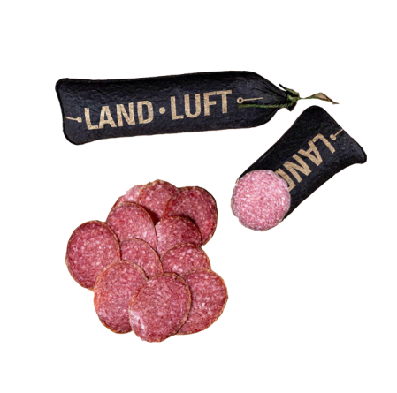 Mezeluri Bio - Salam Bio de vită cu grăsime de porc în ambalaj textil