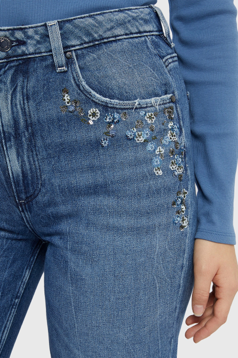 Blugi dama Guess cu accente florale W3RA21D4VI3 [3]