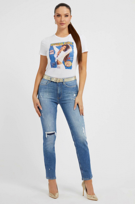 Blugi dama guess drept cu rupturi decorative [3]