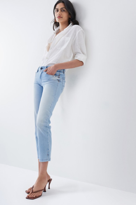 Blugi crop Salsa Jeans cu croiala dreapta si talie medie [2]