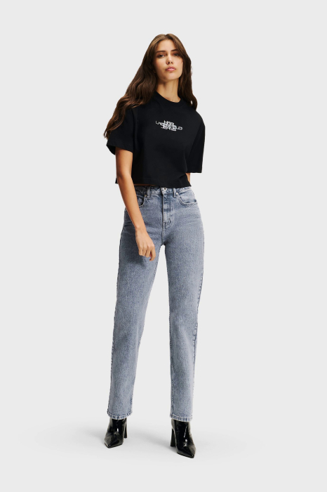 Blugi drepti Karl Lagerfeld Jeans cu talie inalta [3]