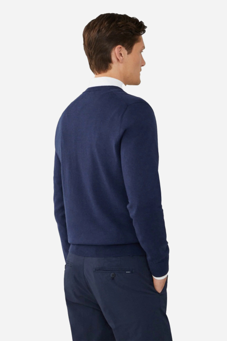 Pulover barbati Hackett London din bumbac si matase cu guler in V [2]