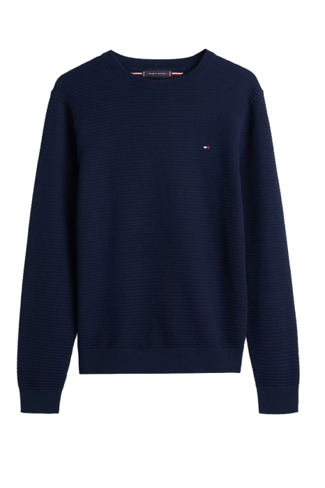 Pulover barbati Tommy Hilfiger bleumarin cu logo brodat [3]