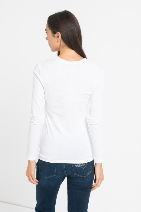 Bluza dama Love Moschino cu decolteu la baza gatului, imprimeu logo si grafic [2]