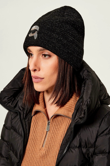 Karl Lagerfeld A4W33041 – Wool Blend Knitted Beanie, Black [3]