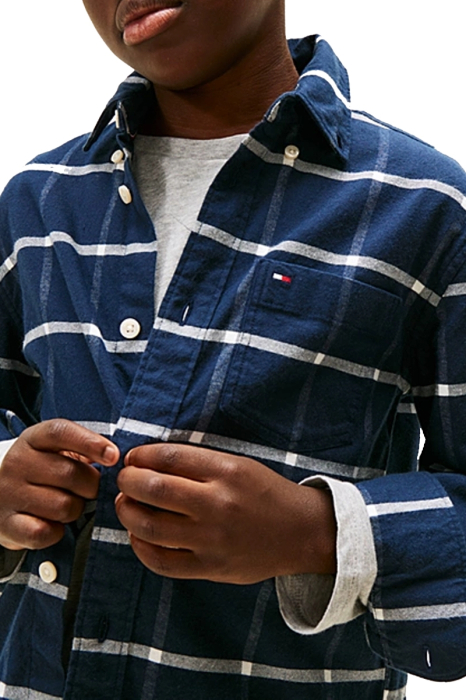 Camasa baieti Tommy Hilfiger KB0KB10096T albastra in carouri cu nasturi [3]