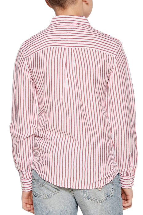 Camasa baieti Tommy Hilfiger KB0KB09630T alba cu dungi rosii si nasturi [2]