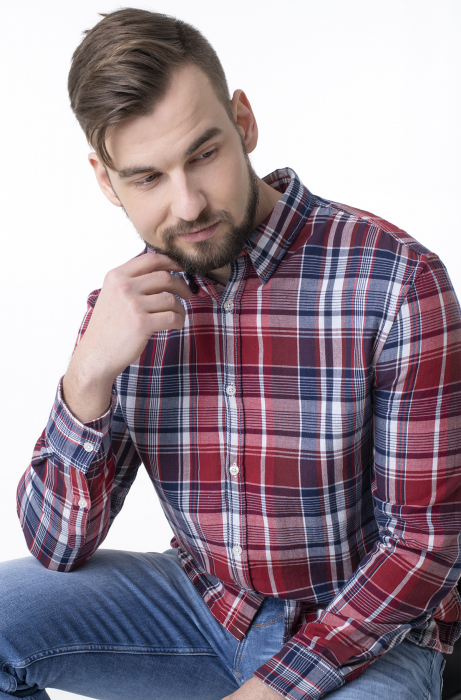 Camasa Guess din bumbac cu guler button-down regular fit [3]
