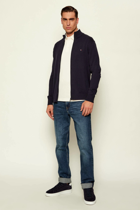 Cardigan barbati Tommy Hilfiger bleumarin cu fermoar si logo brodat [3]
