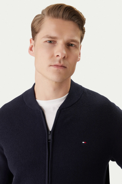 Cardigan barbati Tommy Hilfiger bleumarin cu fermoar si logo [4]