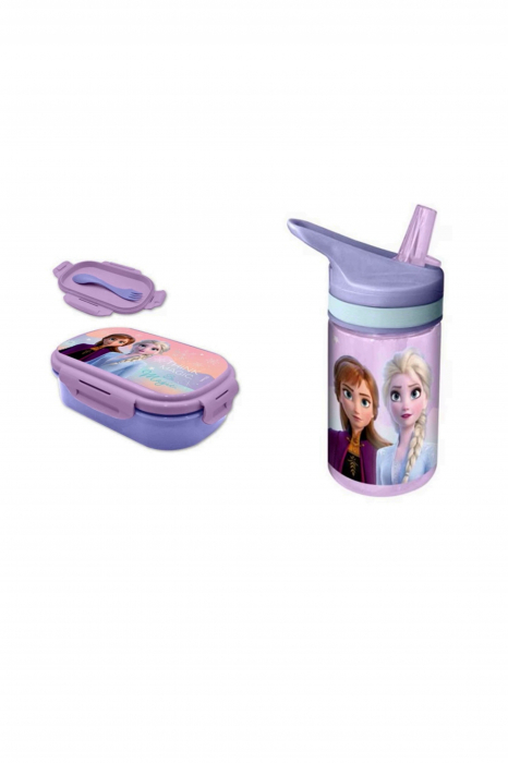 Cutie sandvis cu tacamuri si sticla de apa 400ml tritan Frozen [1]