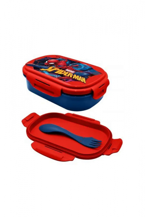 Cutie sandvis cu tacamuri si sticla de apa 400ml tritan Spiderman [1]