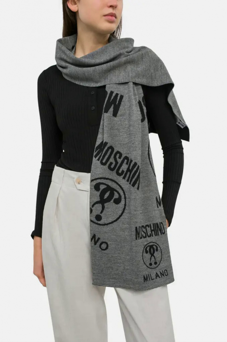 Fular din amestec de lana cu model logo contrastant [2]
