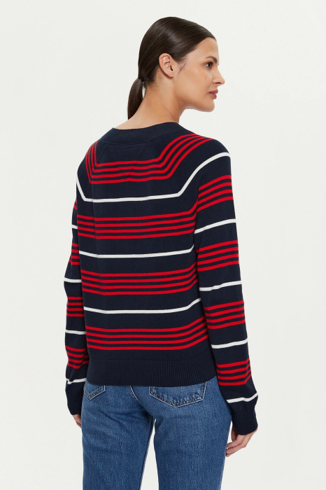 Pulover dama Tommy Jeans V-neck and stripes DW0DW18652 [2]
