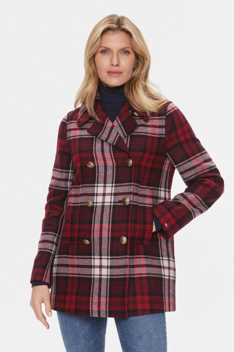 Palton Tommy Hilfiger cu doua randuri de nasturi si model in carouri [1]