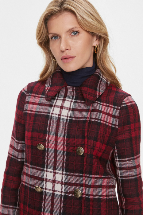 Palton Tommy Hilfiger cu doua randuri de nasturi si model in carouri [4]
