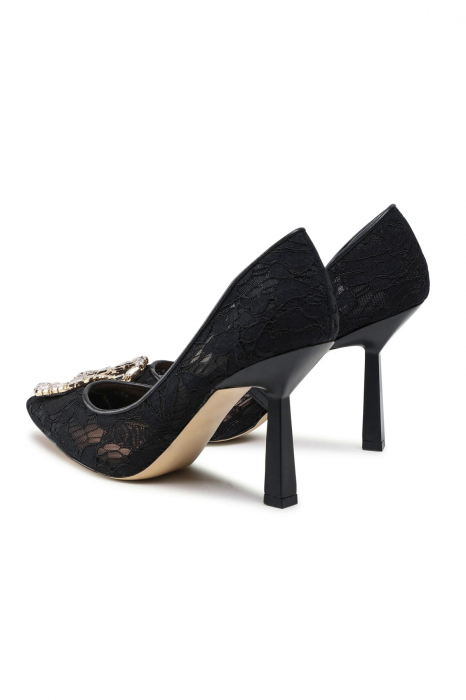 Pantofi Guess cu dantela, varf ascutit si aplicatie logo metalica [6]