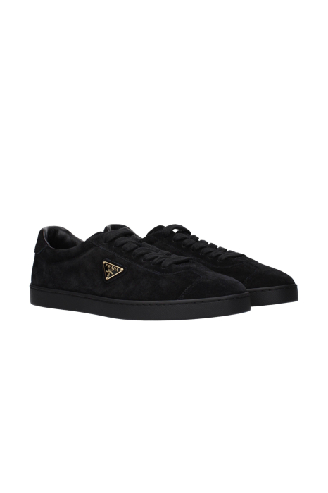 Prada Sneakers Barbati din Piele Intoarsa Neagra cu Logo Triunghiular [2]