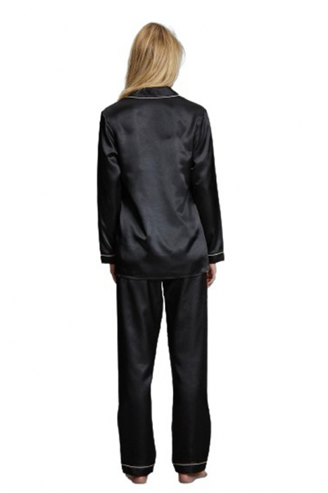 Pijamale dama din satin matasos Andra Lingerie Negru, L INTL [2]