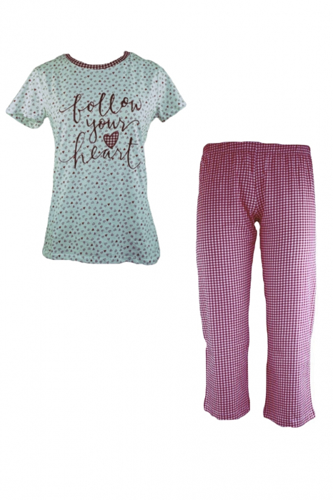 Pijamale dama maneca scurta, Nottingham- fucsia S INTL [1]