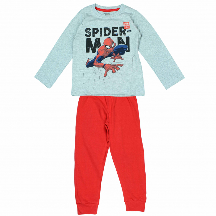 Pijamale lungi Spiderman,model 1219,Gri/Rosu, 128 cm, 8 ani [1]