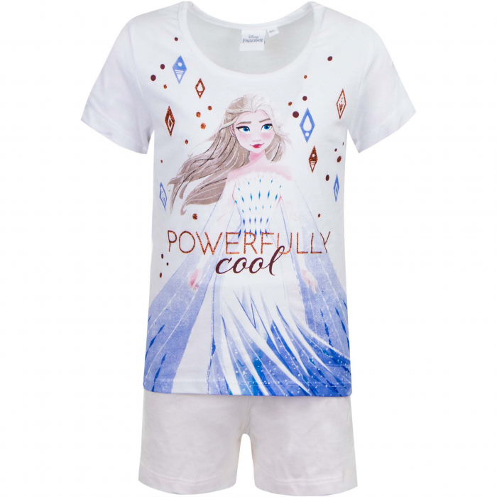 Pijamale scurte fete, Frozen powerfully cool,Alb 6 ani [1]