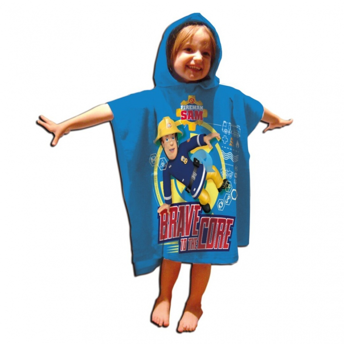 Prosop poncho cu gluga Fireman Sam 60 X 120 CM Universala Multicolor [1]
