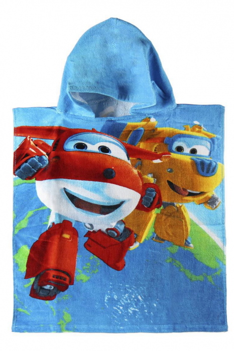 Prosop poncho cu gluga Super Wings 50 X 115 CM Universala Multicolor [1]