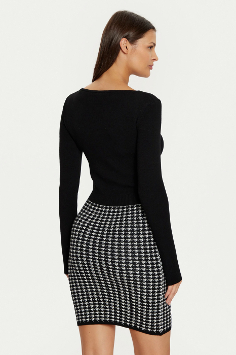 Guess Gabriella W5RK12 Bodycon Dress – Houndstooth Design [2]