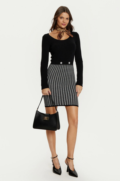 Guess Gabriella W5RK12 Bodycon Dress – Houndstooth Design [3]