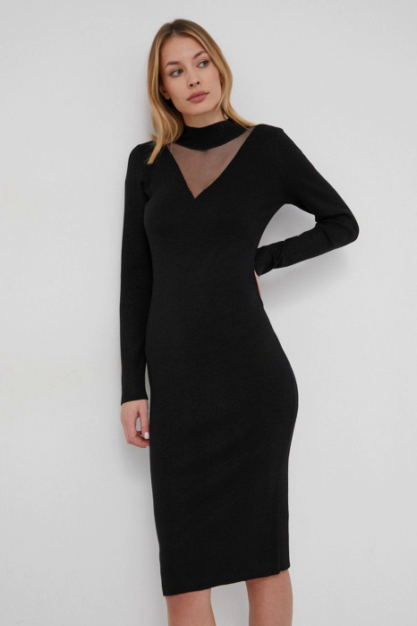 Rochie midi tricotata Guess cu segment transparent [3]