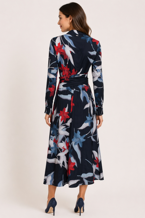 Rochie damă Guess florală midi cu cordon în talie Q3BK27 [2]