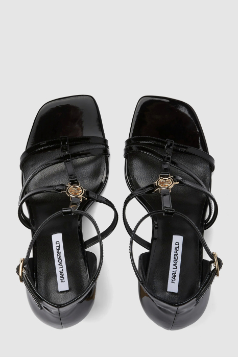 Sandale dama Karl Lagerfeld KL32001 din piele lacuita negre cu toc metalic [4]