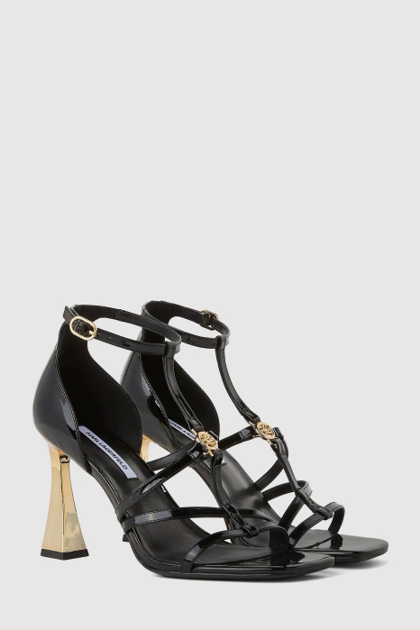 Sandale dama Karl Lagerfeld KL32001 din piele lacuita negre cu toc metalic [2]