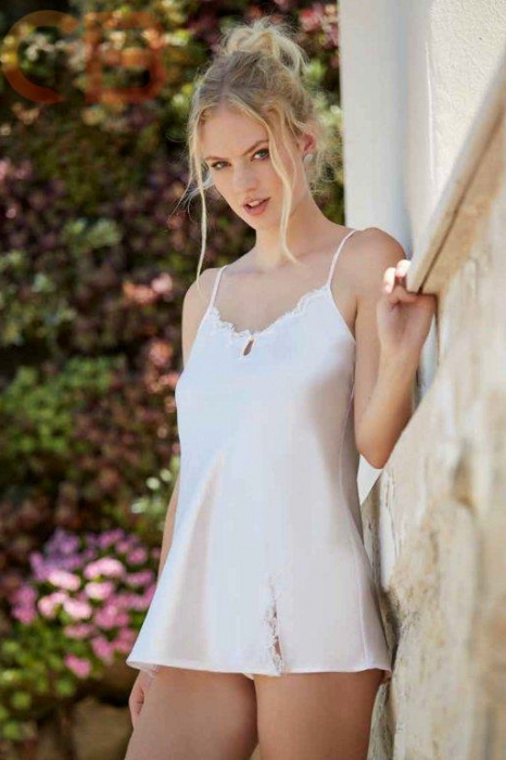 Set 2 piese Babydoll + slip brazilian din satin cu detalii din dantela Andra Lingerie 8577 [2]