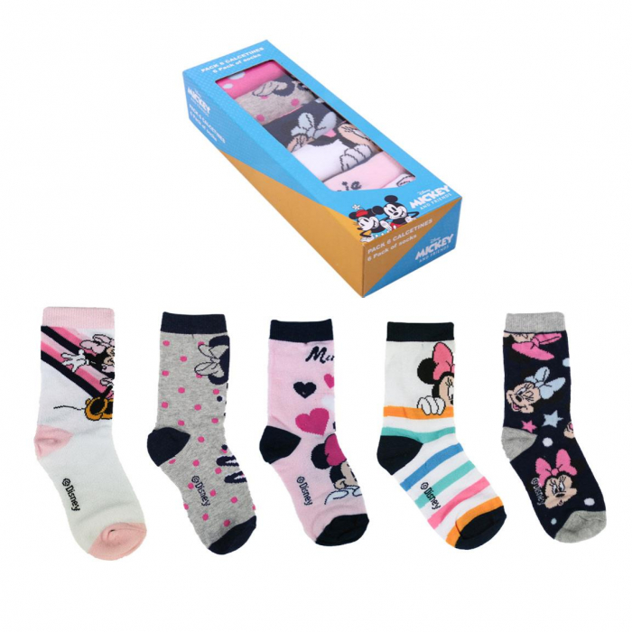 Set 5 sosete fete Minnie Mouse,Multicolor, Marime 25/30 [9]