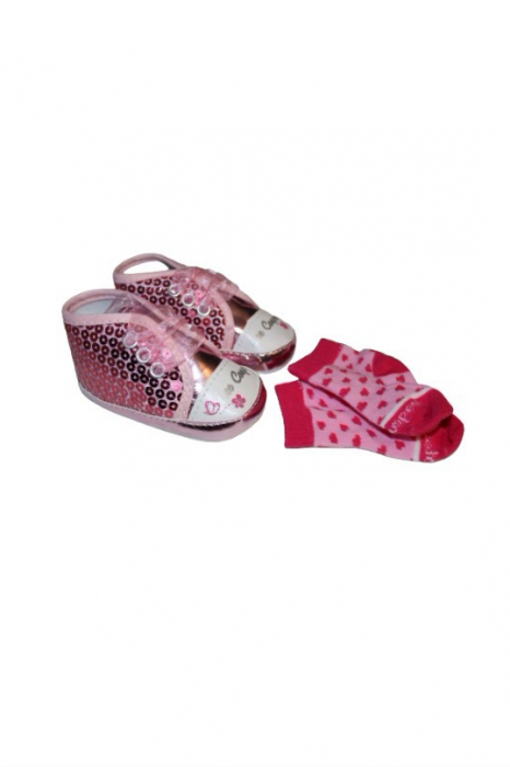 Set pantofi si sosete bebelusi Lee Cooper, Roz,Marime 17/18 EU [2]