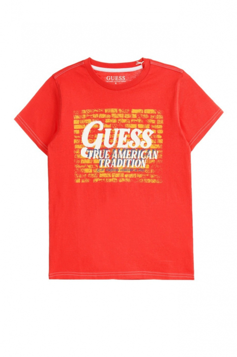 Tricou guess din bumbac cu imprimeu grafic si logo [1]