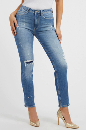 Blugi dama - Blugi dama guess drept cu rupturi decorative