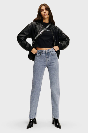 Toate Produsele - Blugi drepti Karl Lagerfeld Jeans cu talie inalta