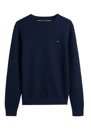 Pulover barbati Tommy Hilfiger bleumarin cu logo brodat [2]