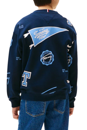 Bluza copii Tommy Hilfiger KB0KB09804T bleumarin cu imprimeu logo [1]