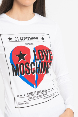 Bluza dama Love Moschino cu decolteu la baza gatului, imprimeu logo si grafic [6]