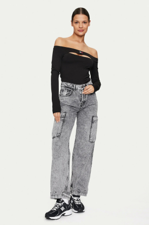 Bluza dama Tommy Jeans cu decolteu pe umeri si decupaj frontal DW0DW18437 [2]
