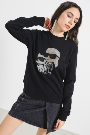 Bluza dama Karl Lagerfeld cu logo din strasuri [2]