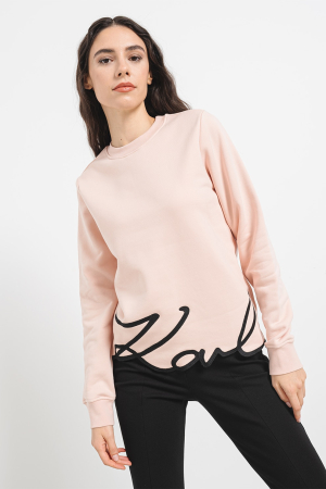 Bluze dama - Bluza dama Karl Lagerfeld din amestec de bumbac organic cu logo brodat