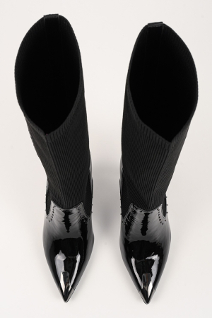 Cizme dama Karl Lagerfeld KL31373 negre din piele lacuita si material textil cu toc inalt [3]