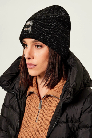 Karl Lagerfeld A4W33041 – Wool Blend Knitted Beanie, Black [2]