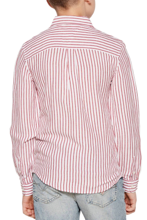 Camasa baieti Tommy Hilfiger KB0KB09630T alba cu dungi rosii si nasturi [1]