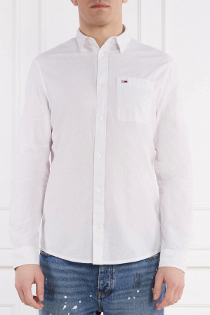 Camasi barbati - Camasa Tommy Jeans regular fit din amestec de in